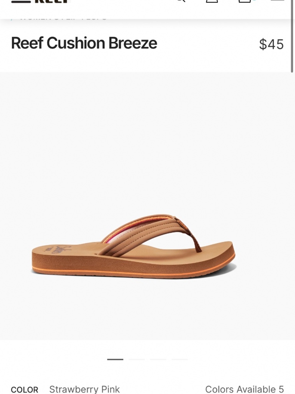 Reef Women's Tan and Pink Cushion Breeze Sandals
